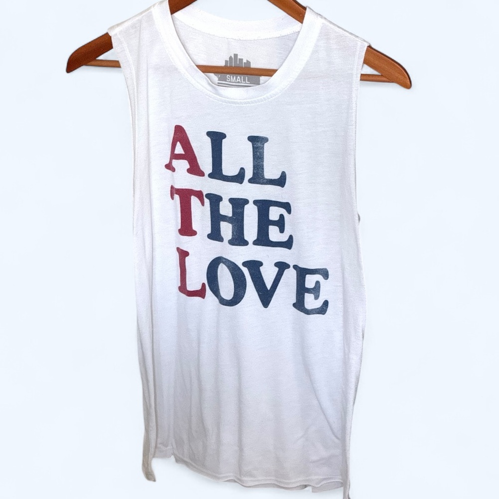 White Sleeveless “All the Love” Top  Sz S